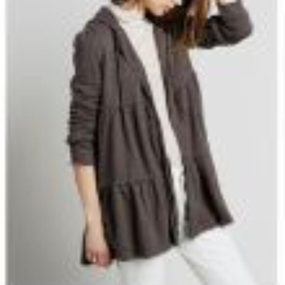 Free People Raw-Edge Zip-Front Hoodie NWT - Picture 5 of 16